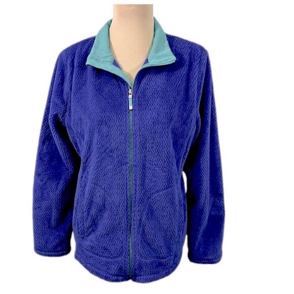 Talbots Fleece Jacket Size Medium Cozy Full Zip Long Sleeve - Picture 1 of 11